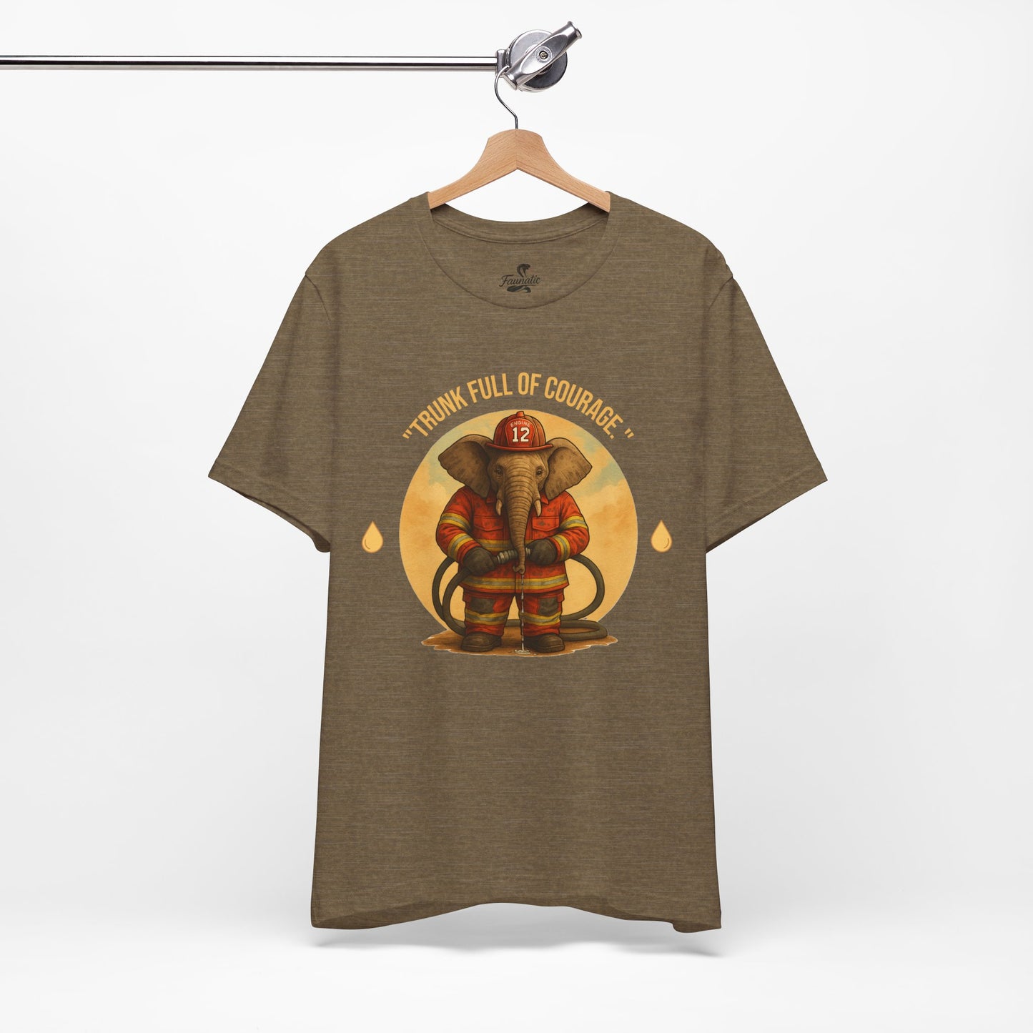 "Trunk Full of Courage" Firefighter Elephant T-Shirt - Heroic Animal Graphic Tee