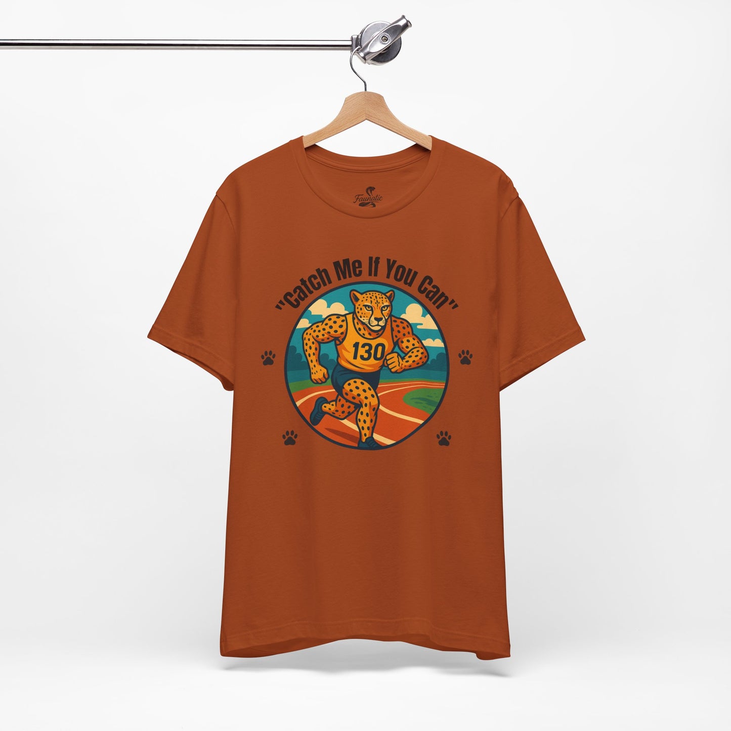 "Catch Me If You Can" Cheetah Running T-Shirt - Athletic Animal Graphic Tee
