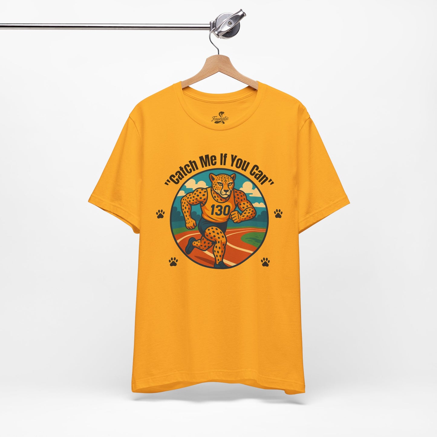 "Catch Me If You Can" Cheetah Running T-Shirt - Athletic Animal Graphic Tee