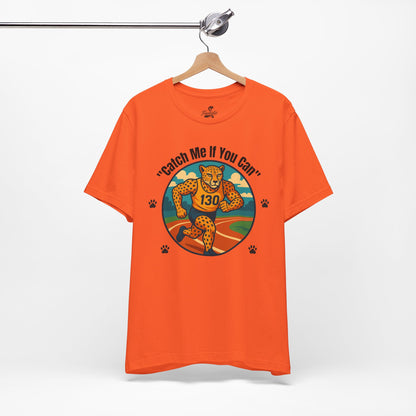 "Catch Me If You Can" Cheetah Running T-Shirt - Athletic Animal Graphic Tee