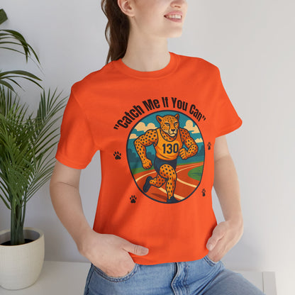 "Catch Me If You Can" Cheetah Running T-Shirt - Athletic Animal Graphic Tee