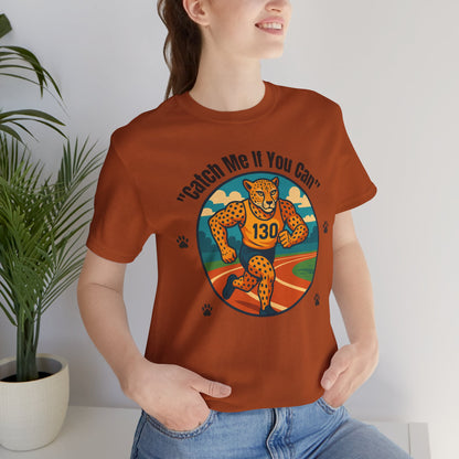 "Catch Me If You Can" Cheetah Running T-Shirt - Athletic Animal Graphic Tee