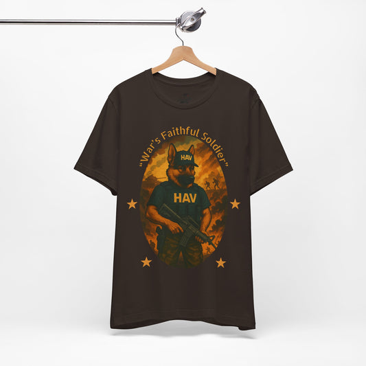 "War's Faithful Soldier" Military Dog T-Shirt - Brave K9 Warrior Graphic Tee