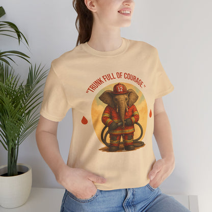 "Trunk Full of Courage" Firefighter Elephant T-Shirt - Heroic Animal Graphic Tee