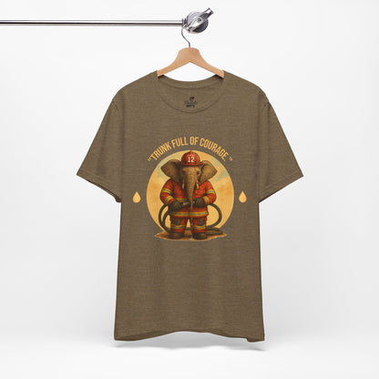 "Trunk Full of Courage" Firefighter Elephant T-Shirt - Heroic Animal Graphic Tee