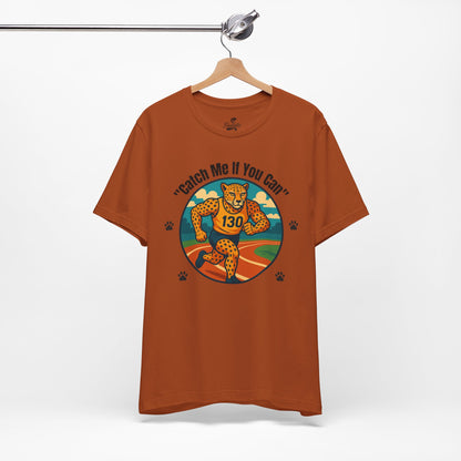 "Catch Me If You Can" Cheetah Running T-Shirt - Athletic Animal Graphic Tee