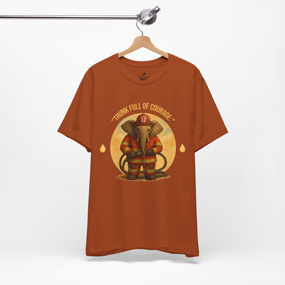 "Trunk Full of Courage" Firefighter Elephant T-Shirt - Heroic Animal Graphic Tee