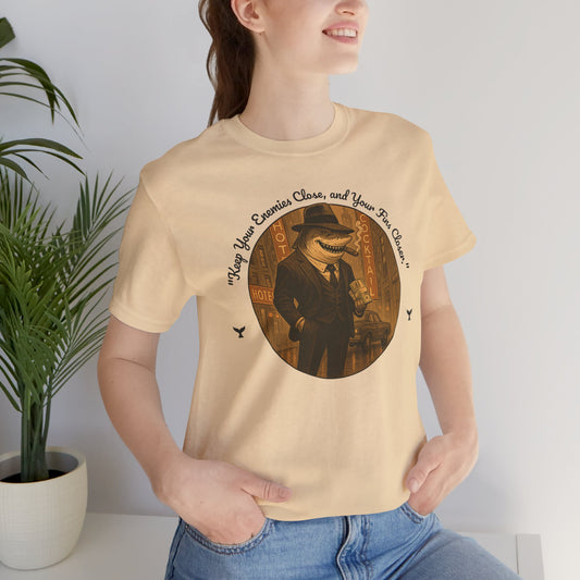 "Keep Your Enemies Close" Mafia Shark T-Shirt - Vintage Mobster Animal Graphic Tee